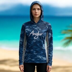 ANGLUR Long Sleeve Performance Fishing Sun Hoodie in Phantom Lake L
